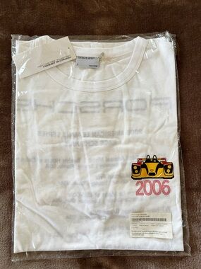 Porsche Design Men’s White Tee with Yellow Race Car & Red '2006'